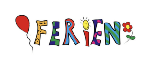 bunter Schriftzug "Ferien"