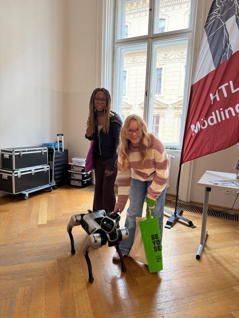 Die Mädchen und ein Roboterhund